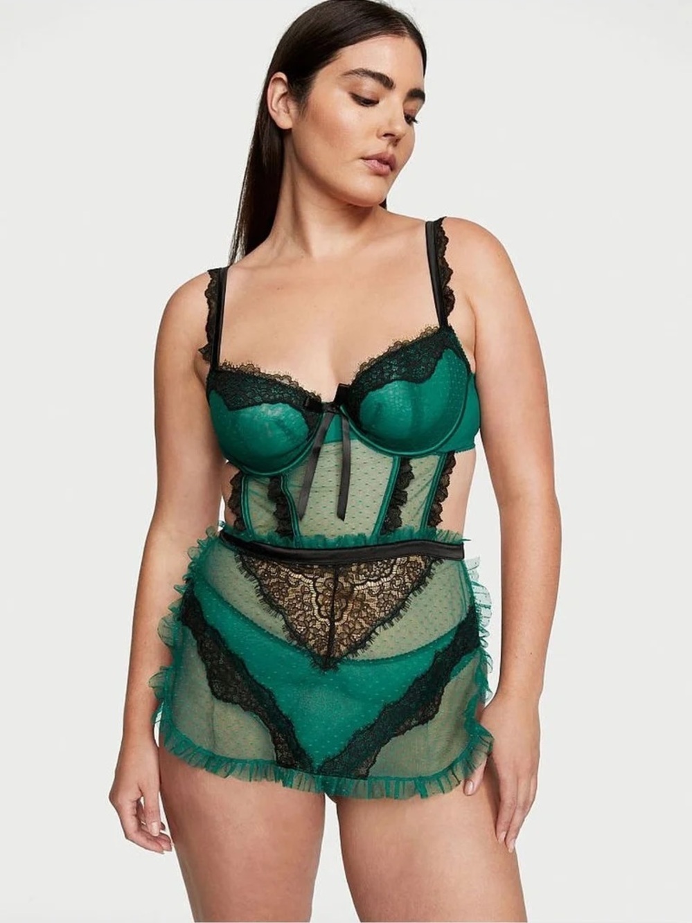 Victoria’s Secret VERY SEXY Wicked Lace Detailed Apron Lace Dot XL